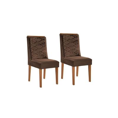 Cadeira Sala de Jantar Dafne Luxo Kit 2 Un Imbuia/Veludo Marrom - Rufato