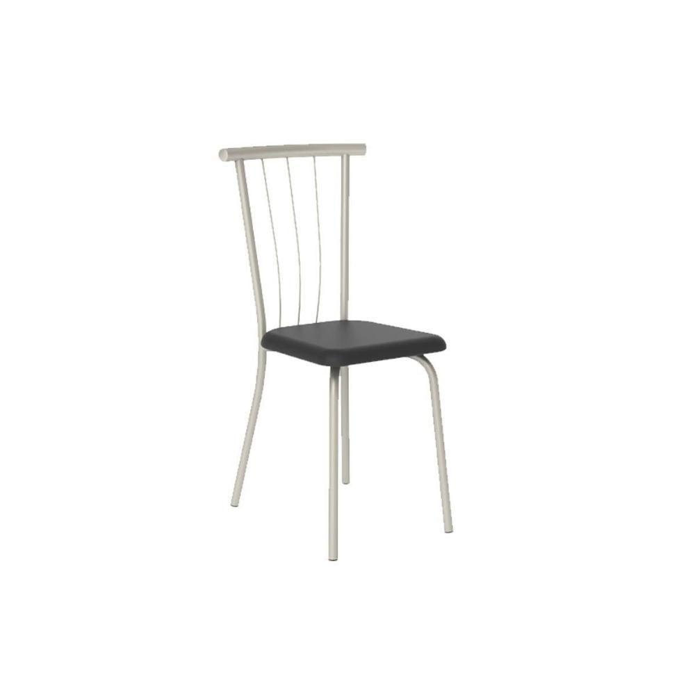 Kit 2 Cadeiras Sala Jantar 154 2 Un Prata - Assento Courano Preto - Carraro - 1
