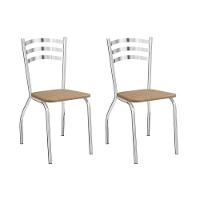 Kit 2 Cadeiras Portugal 2c007 Cromado Linho Capuccino - 1