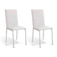 Kit 2 Cadeiras de Cozinha Amsterdã 2C091  2 Un Cromado/Courano Branco - Kappesberg - 1