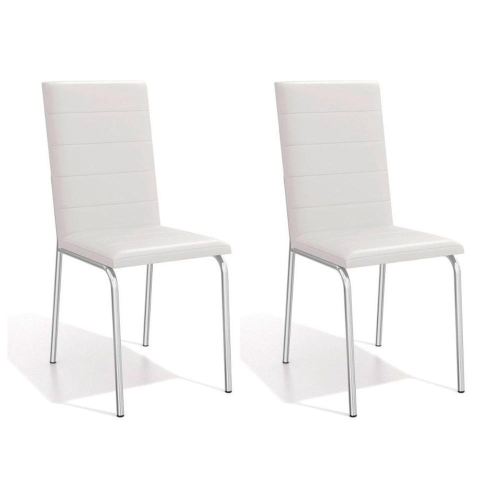 Cadeira de Cozinha Amsterdã 2C091 Kit 2 Un Cromado/Courano Branco - Kappesberg - 1