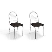 Cadeira de Cozinha Noruega 2C077 Kit 2 Un Cromado/Courano Preto - Kappesberg - 1