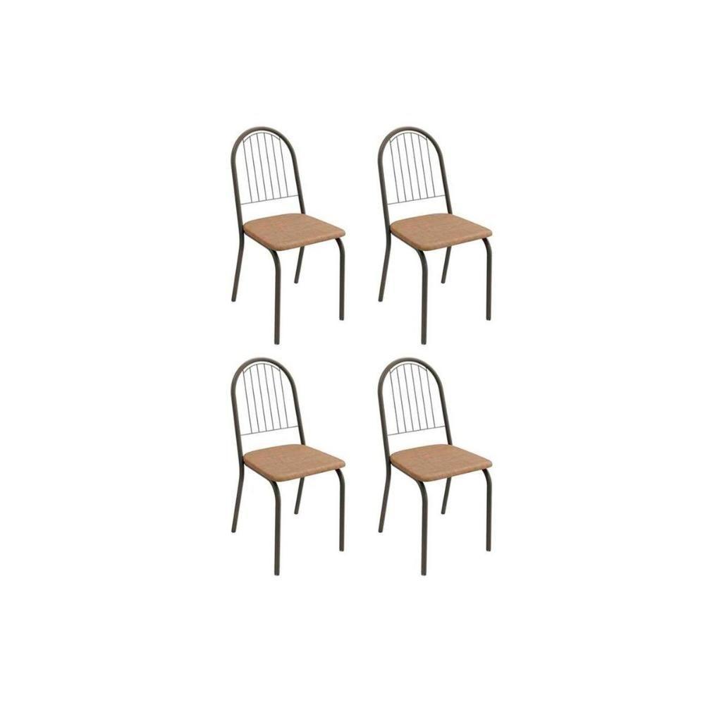Cadeira de Cozinha Noruega 4C077PRF Kit 4 Un Preto Fosco/Linho Capuccino - Kappesberg - 1
