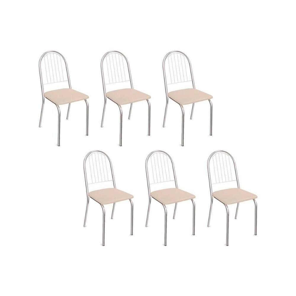 Cadeiras de Cozinha Noruega C077 Kit 6 Un Cromada - Assento Nude 16 - Kappesberg - 1