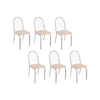 Cadeiras de Cozinha Noruega C077 Kit 6 Un Cromada - Assento Nude 16 - Kappesberg - 1