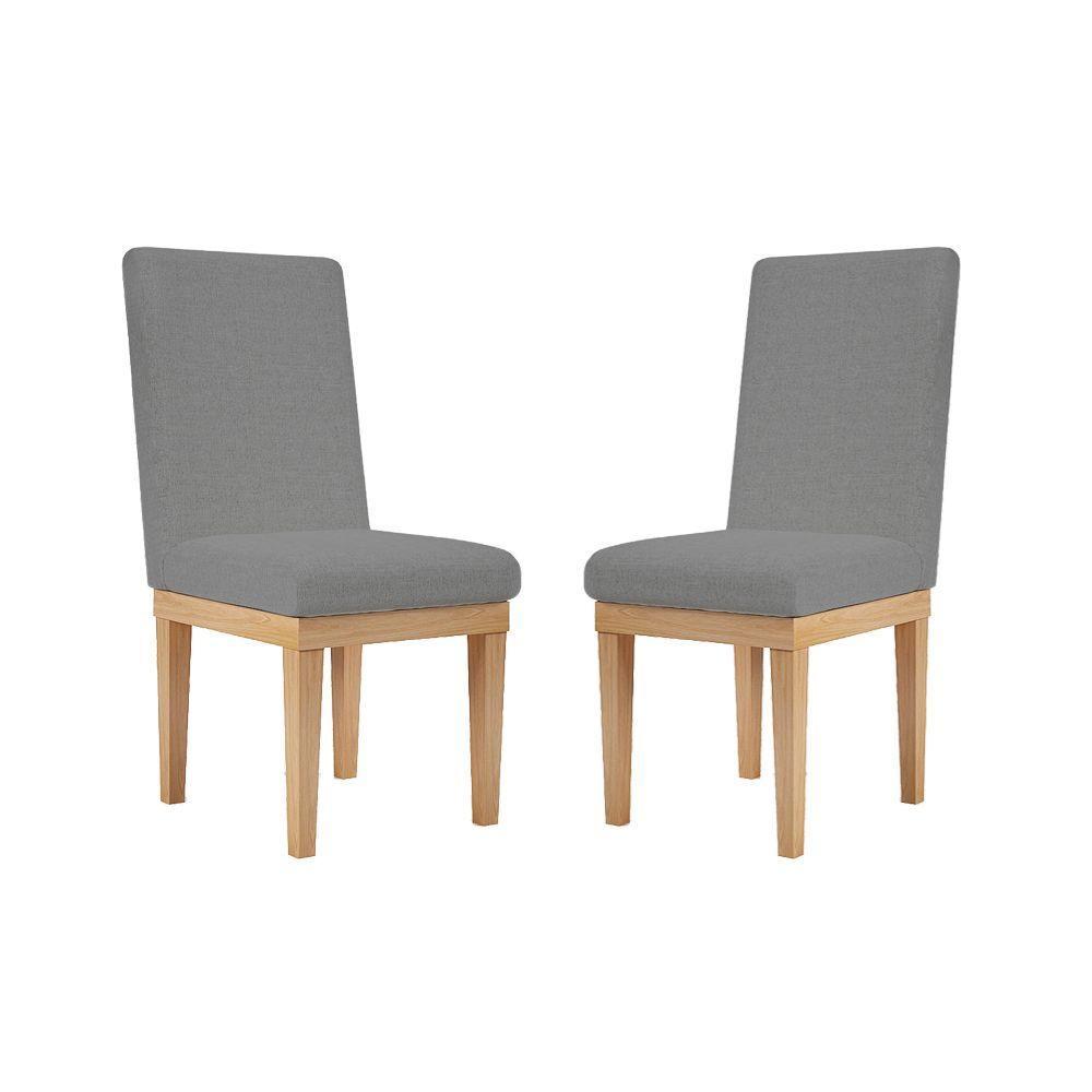 Kit 2 Cadeiras Estofadas Para Mesa De Jantar Tecido Grafite - 1