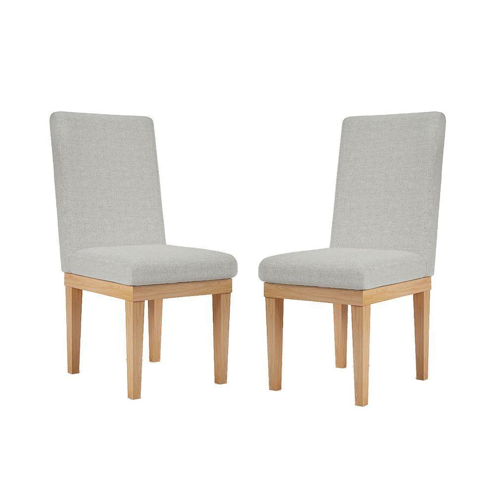 Kit 2 Cadeiras Estofadas Para Mesa De Jantar Tecido Cinza - 1