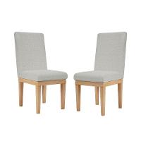Kit 2 Cadeiras Estofadas Para Mesa De Jantar Tecido Cinza - 1