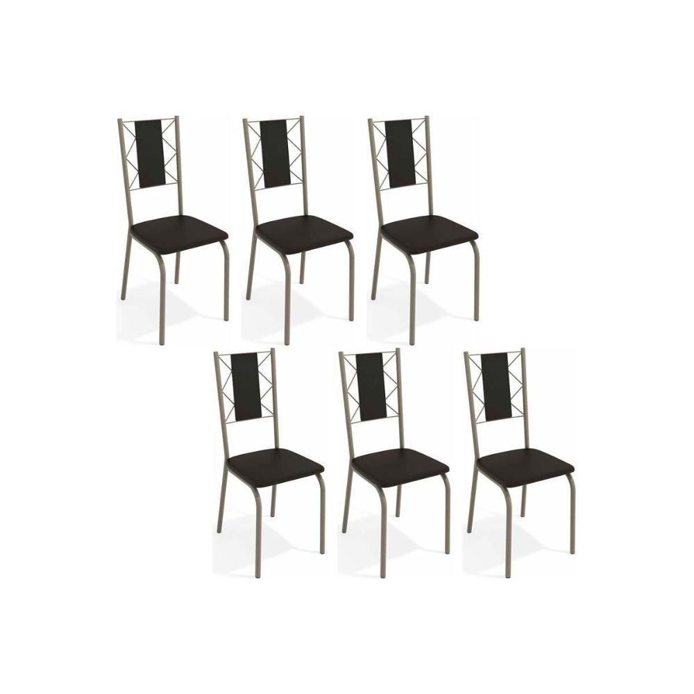 Cadeiras de Cozinha Lisboa C076 Kit 6 Un Niquel/Preto 110 - Kappesberg - 1