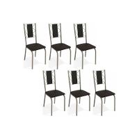 Cadeiras de Cozinha Lisboa C076 Kit 6 Un Niquel/Preto 110 - Kappesberg - 1