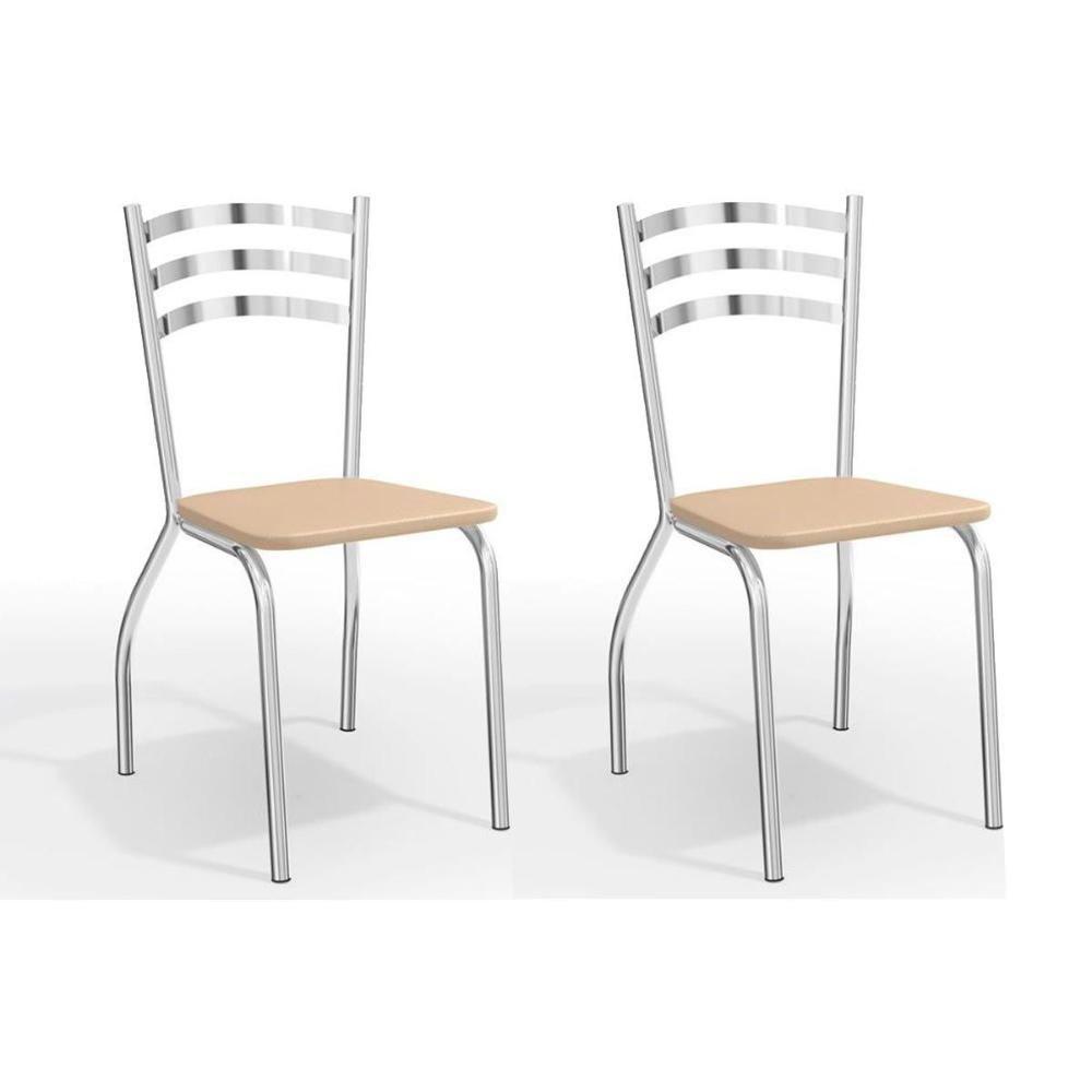 Cadeira de Cozinha Portugal 2C007 Kit 2 Un Cromado/Courano Nude - Kappesberg - 1