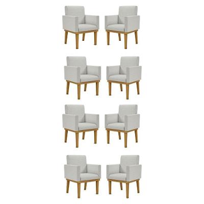 Kit 08 Cadeiras Reforçada Linho Cinza Claro