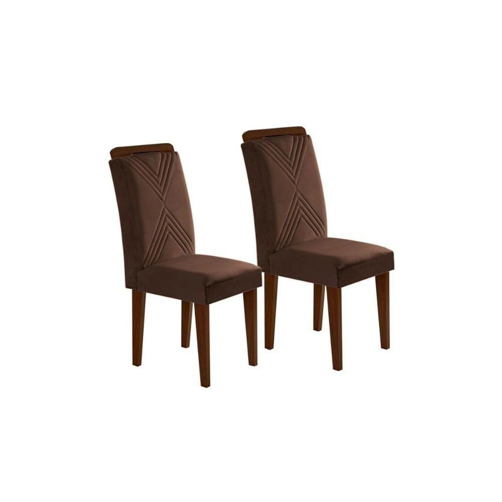 Kit 2 Cadeiras Sala Jantar Amsterdã Madeira 2 Un Capuccino/Veludo Marrom - Rufato - 1