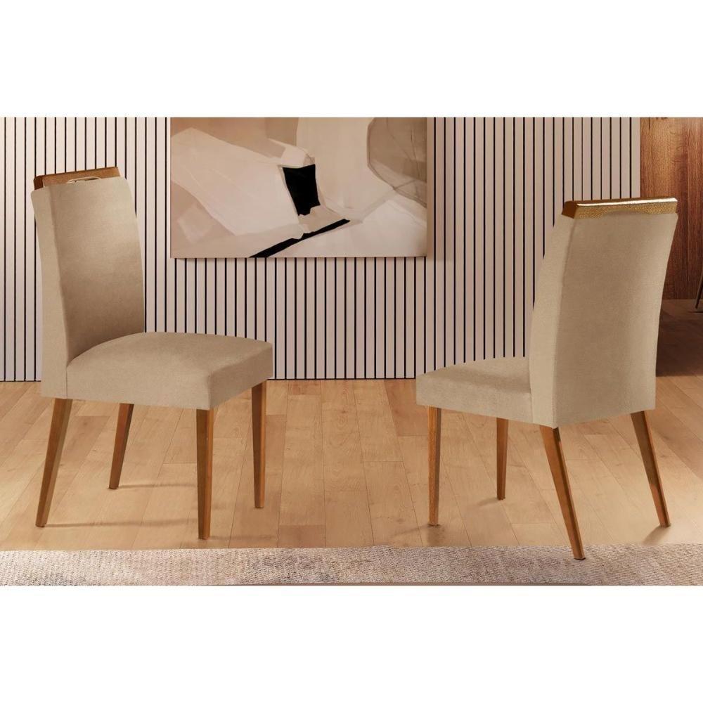 Kit 2 Cadeiras Sala Jantar Athenas 2 Un Imbuia/Linho Bouclê Creme - Rufato - 1