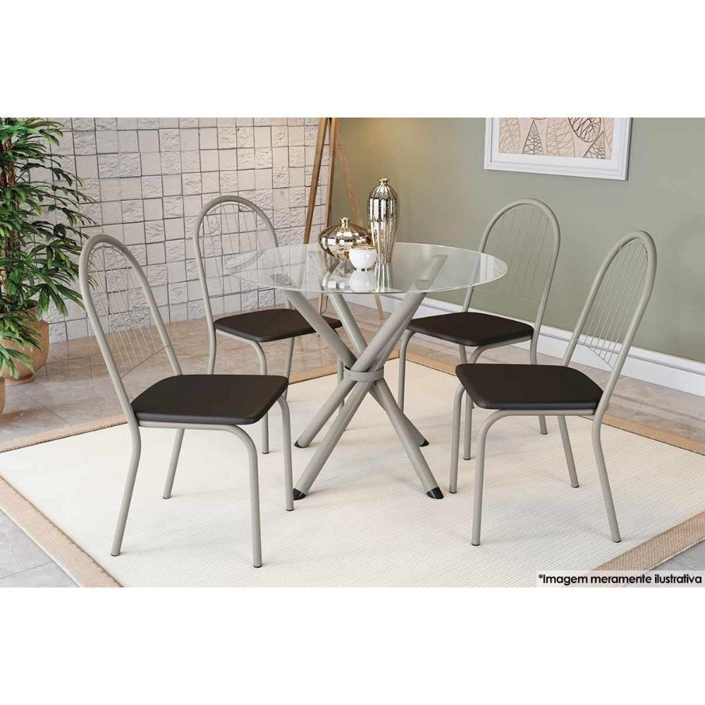 Kit 4 Cadeiras Sala Jantar Noruega 4C077  4 Un Níquel/Courano Preto - Kappesberg - 2