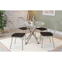 Kit 4 Cadeiras Sala Jantar Noruega 4C077  4 Un Níquel/Courano Preto - Kappesberg - 2