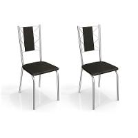 Cadeira Lisboa 2C076 Kit Cromado Courano Preto - 1