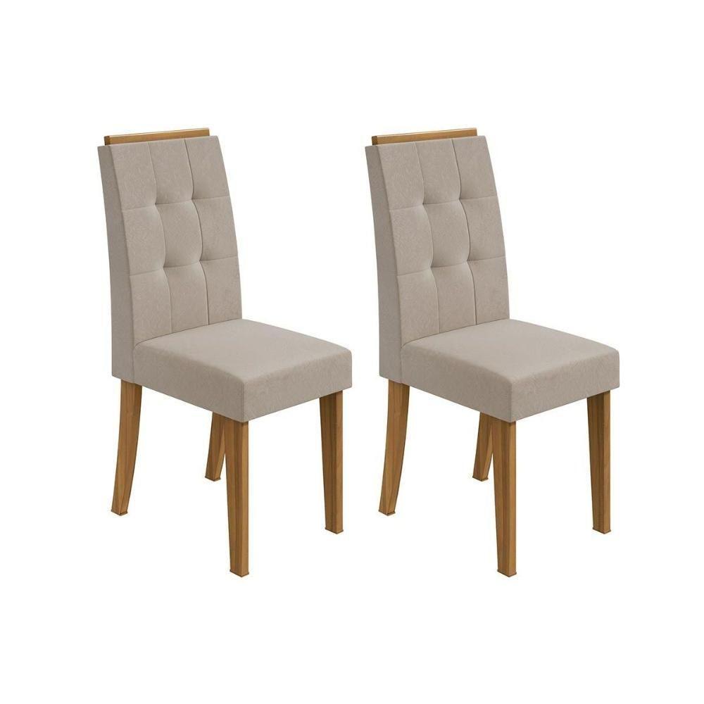 Kit 2 Cadeiras Sala Jantar Celebrare 2 Un Rovere/Amêndoa/Veludo Naturale Creme - Lopas - 1