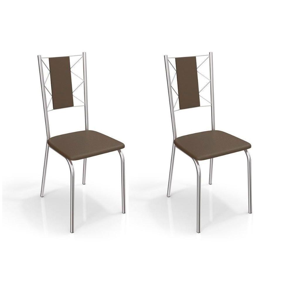 Cadeira de Cozinha Lisboa 2C076 Kit 2 Un Cromado/Courano Marrom - Kappesberg - 1
