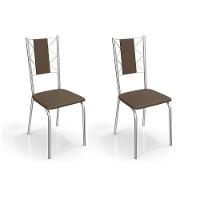 Cadeira de Cozinha Lisboa 2C076 Kit 2 Un Cromado/Courano Marrom - Kappesberg - 1