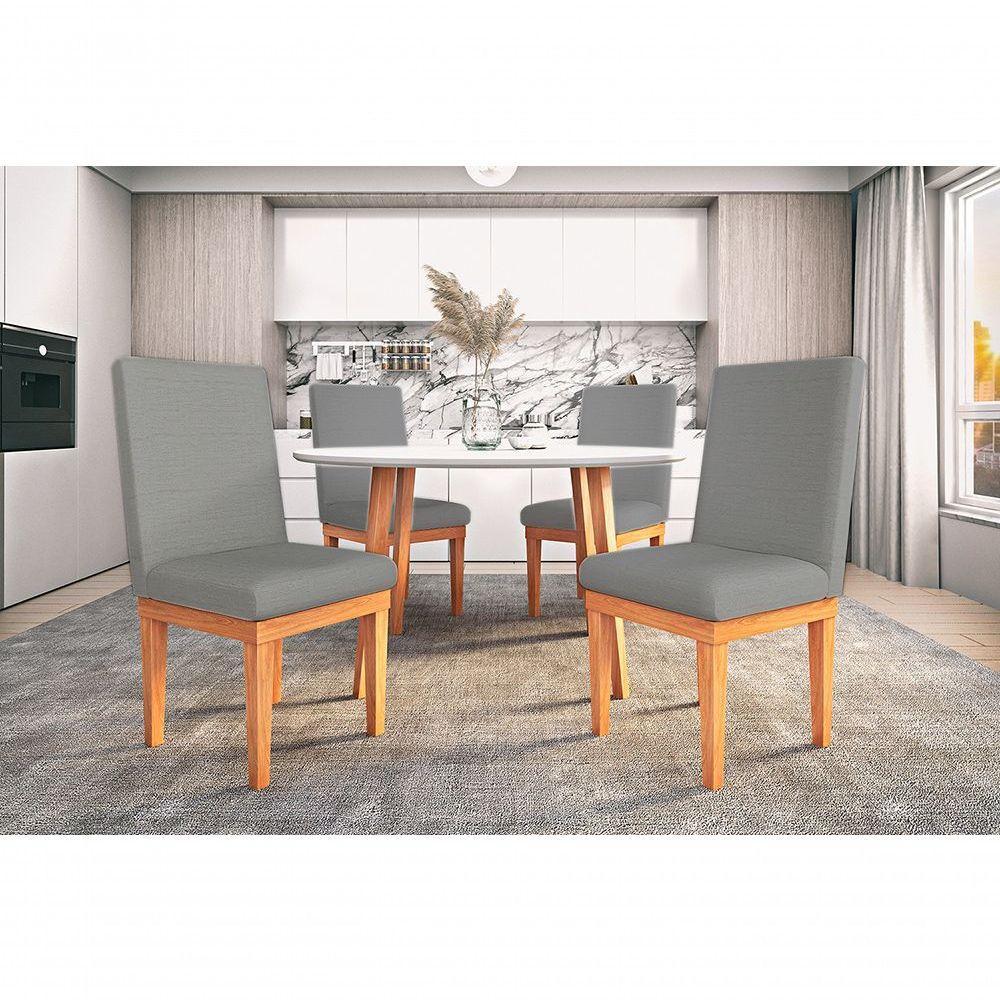 Kit 6 Cadeiras Estofadas Reforçada Mesa De Jantar Grafite - 6