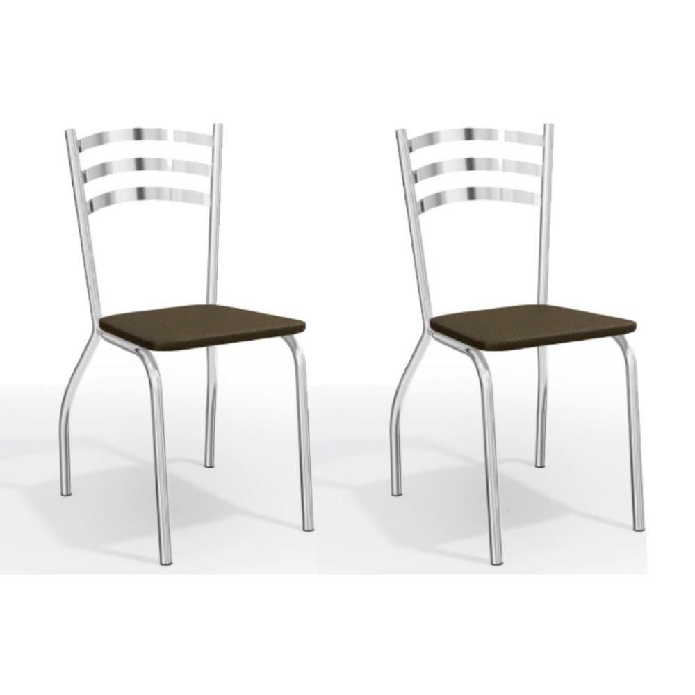 Cadeira de Cozinha Portugal 2C007 Kit 2 Un Cromado/Courano Marrom - Kappesberg - 1