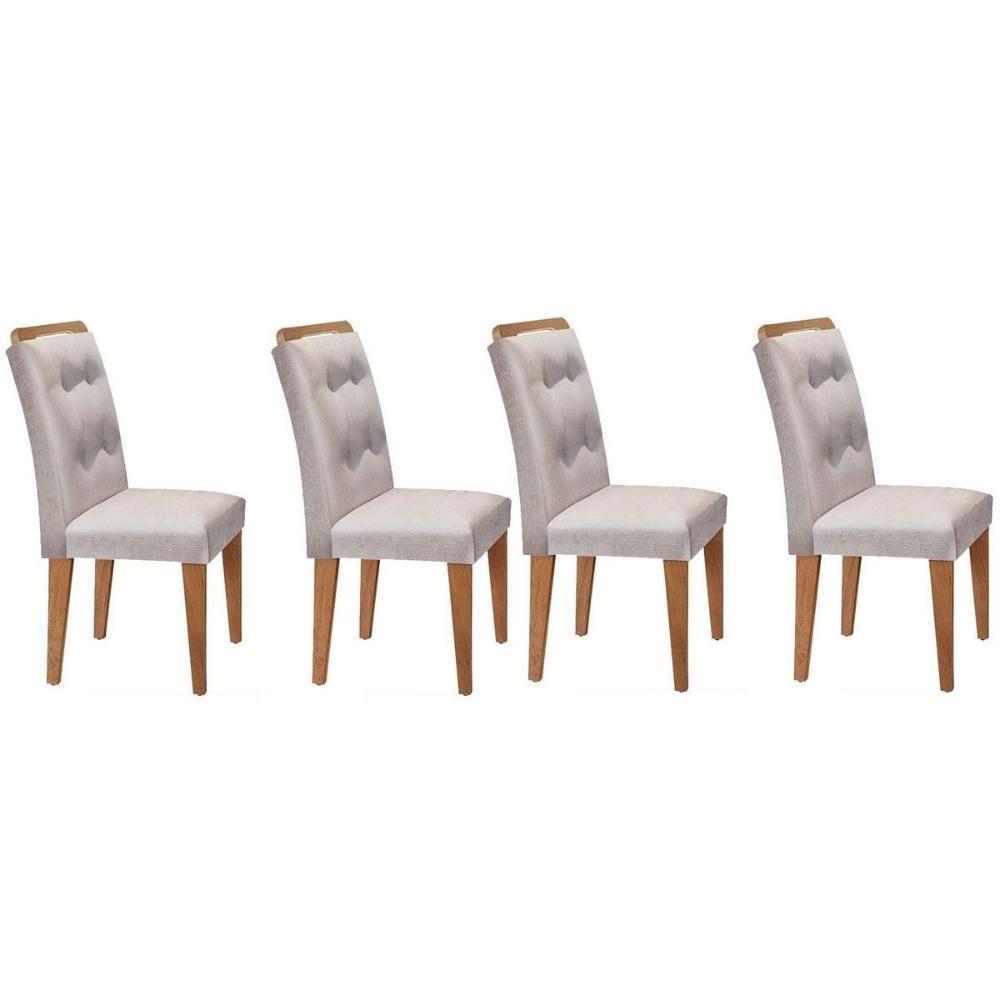 Kit 4 Cadeiras Un Imbuia Creme - 1