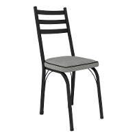 Conjunto Com 4 Cadeiras Preto Fosco Assento Platina - 3