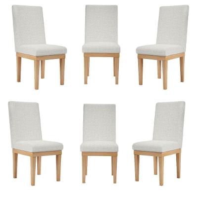 Kit 6 Cadeiras Estofadas Reforçada Para Mesa De Jantar Bege