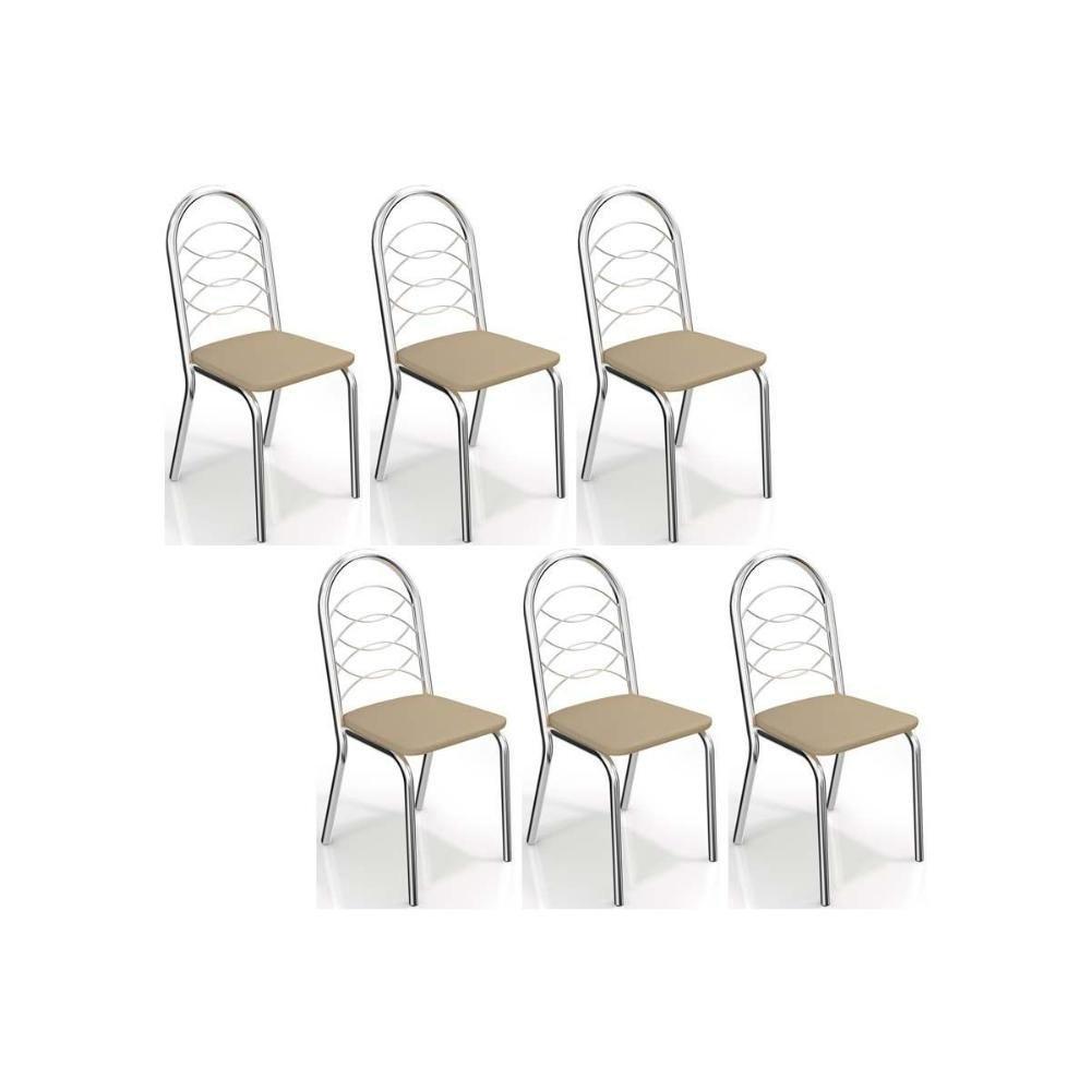 Cadeiras de Cozinha Holanda C009 Kit 6 Un Cromada - Assento Nude 16 - Kappesberg - 1