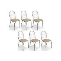 Cadeiras de Cozinha Holanda C009 Kit 6 Un Cromada - Assento Nude 16 - Kappesberg - 1