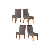 Kit 4 Cadeiras Sala Jantar Jade  4 Un Freijó/Veludo Lunar - DJ Móveis - 1