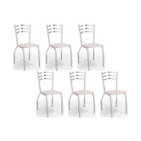 Cadeiras de Cozinha Portugal C007 Kit 6 Un Cromada - Assento Branco 106 - Kappesberg - 1