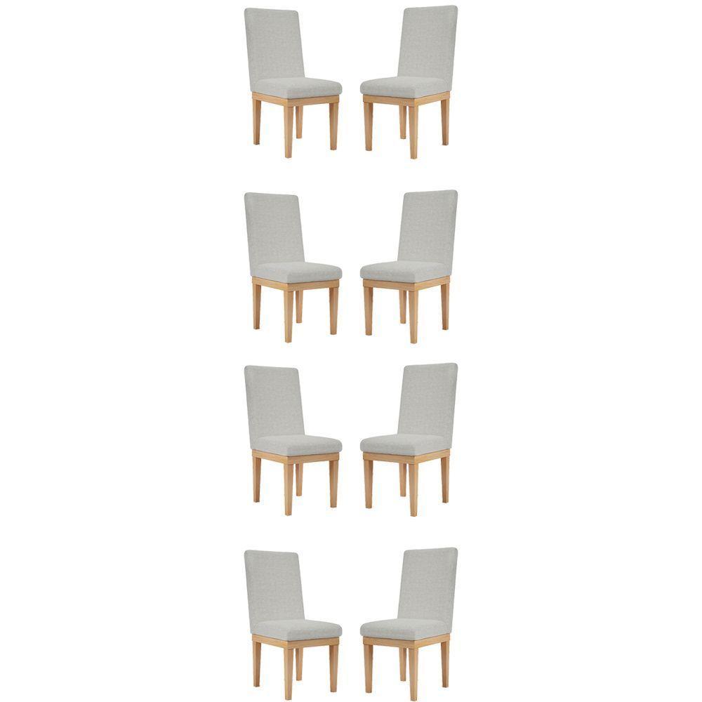 Kit 8 Cadeiras De Jantar Reforçadas Estofadas Tecido Cinza - 1