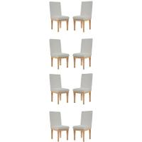 Kit 8 Cadeiras De Jantar Reforçadas Estofadas Tecido Cinza - 1