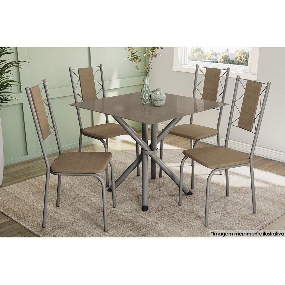 Kit 4 Cadeiras Sala Jantar Lisboa 4C076  4 Un Níquel/Courano Branco - Kappesberg - 3