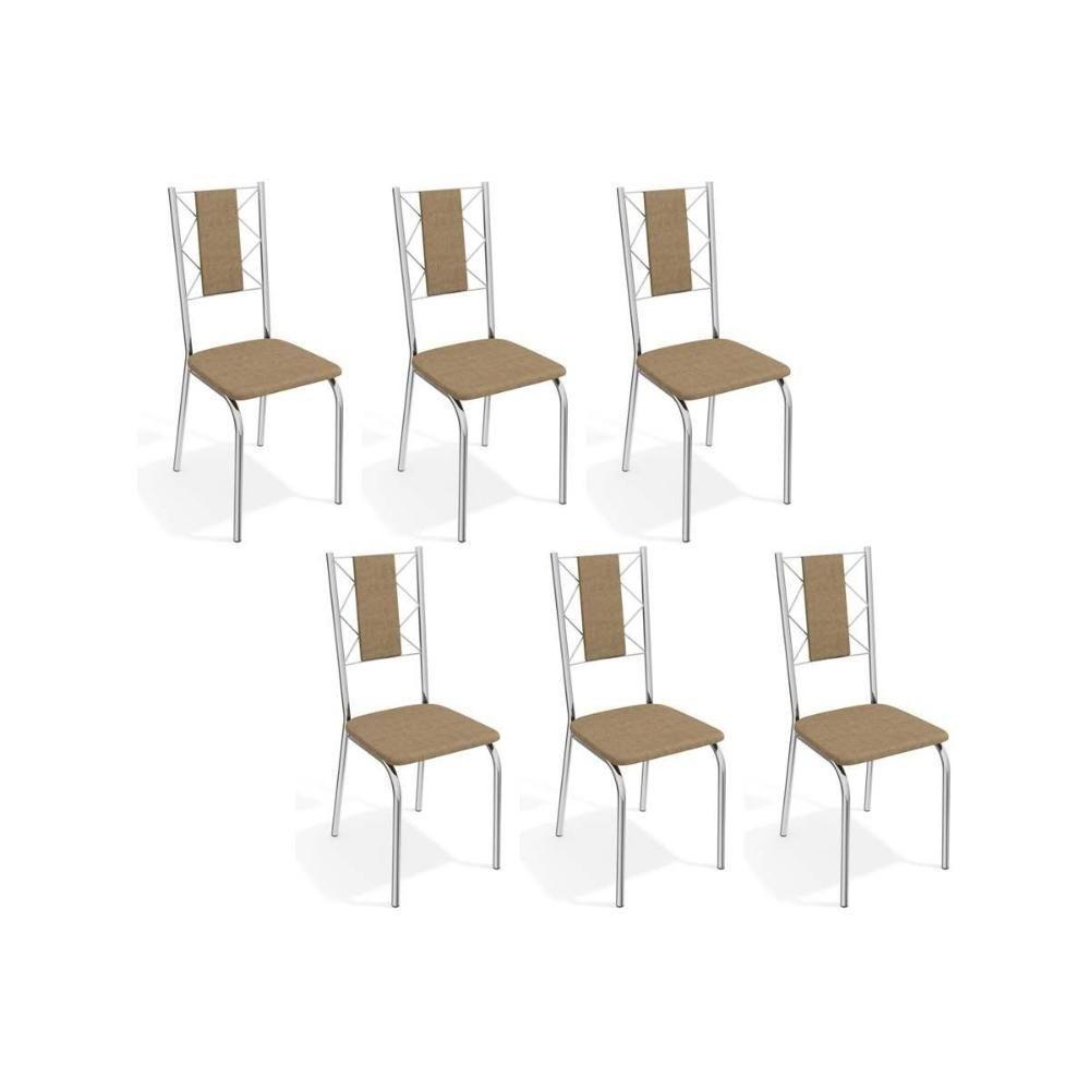 Cadeiras de Cozinha Lisboa C076 Kit 6 Un Cromada - Assento Capuccino 31 - Kappesberg - 1
