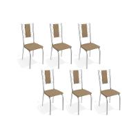 Cadeiras de Cozinha Lisboa C076 Kit 6 Un Cromada - Assento Capuccino 31 - Kappesberg - 1