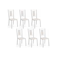 Cadeiras De Cozinha Florença C005 Kit 6 Un Cromada - Assento Branco 106 - Kappesberg - 1