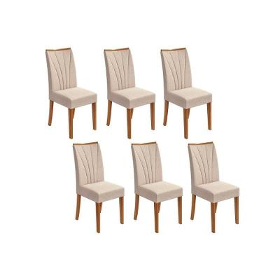 Kit 6 Cadeiras Sala Jantar Apogeu  6 Un Rovere/Amêndoa/Linho Rinzai Bege - Lopas
