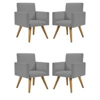 Kit 4 Cadeiras Poltrona Escritório Recepção Linho Grafite - 1