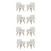 Kit 8 Cadeiras Poltrona Escritório Recepção Linho Bege - 1