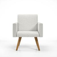 Kit 8 Cadeiras Poltrona Escritório Recepção Linho Bege - 6