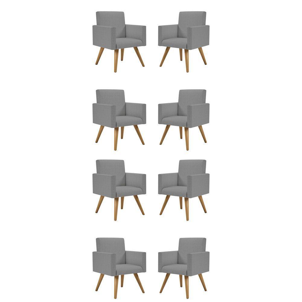 Kit 8 Cadeiras Poltrona Escritório Recepção Linho Grafite - 1