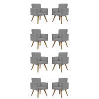 Kit 8 Cadeiras Poltrona Escritório Recepção Linho Grafite - 1