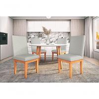 Cadeira Estofada Reforçada Para Mesa De Jantar Tecido Cinza - 7