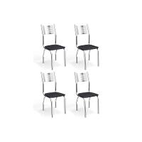 Kit 4 Cadeiras Sala Jantar Munique 4C047  4 Un Cromado/Courano Preto - Kappesberg - 1