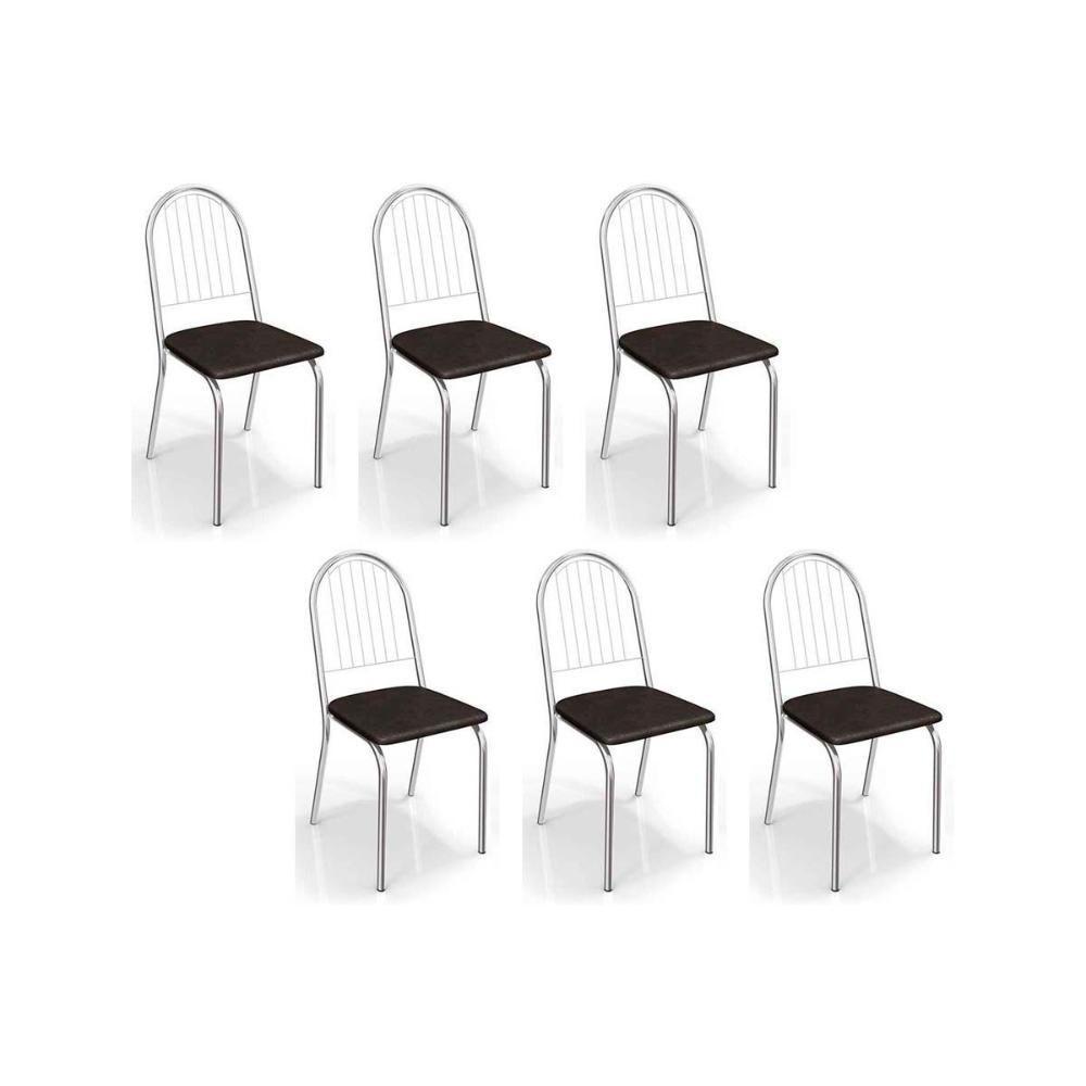 Cadeiras de Cozinha Noruega C077 Kit 6 Un Cromada - Assento Preto 110 - Kappesberg - 1