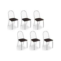 Cadeiras de Cozinha Noruega C077 Kit 6 Un Cromada - Assento Preto 110 - Kappesberg - 1