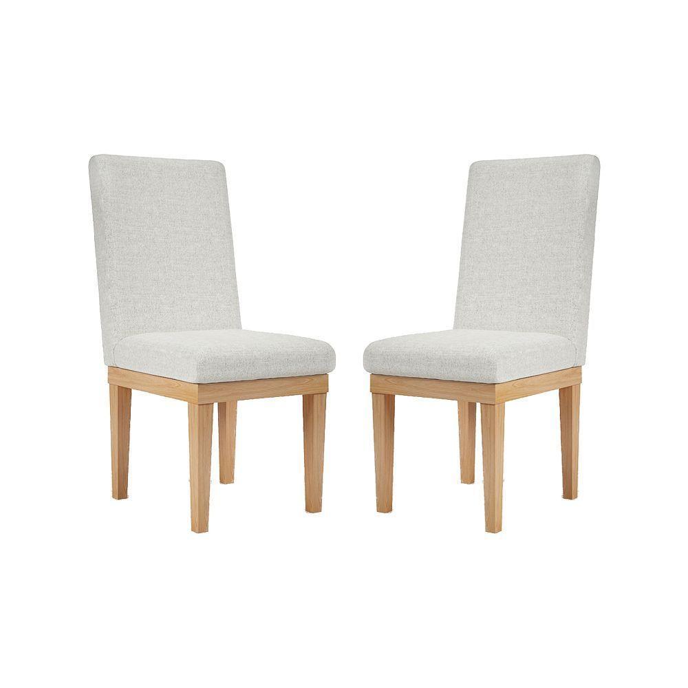 Kit 2 Cadeiras De Jantar Estofadas Para Mesa Tecido Bege - 1
